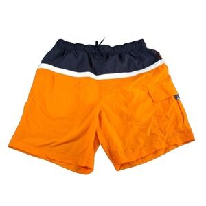 Mens Nautica Swim Trunks Medium Board Shorts Lined Orange/Blue